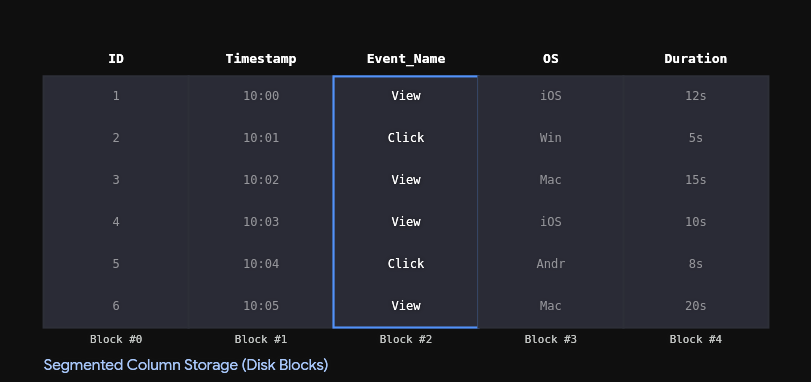 Columnar storage result